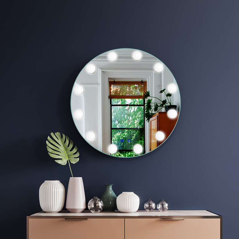 Round Shape Desktop Style Illuminata Caratteristica Hollywood Vanity Mirror