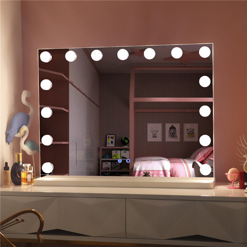 Il grande specchio di vanità di trucco da tavolino di Hollywood con le lampadine ha condotto lo specchio di condimento illuminato principale di trucco