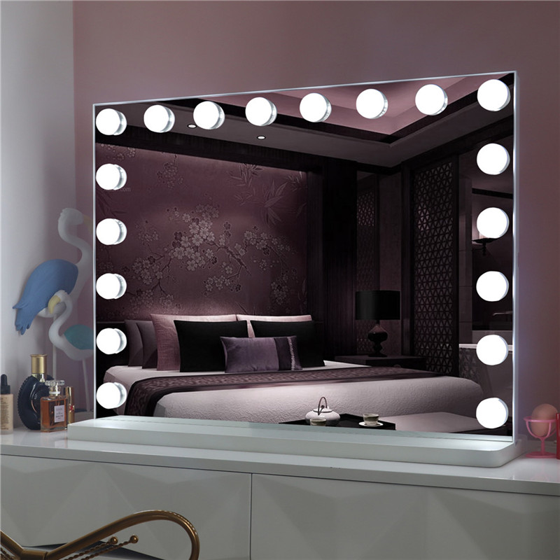 Specchio di Hollywood illuminato da trucco per trucco da tavolo illuminato con lampadine 18 pezzi per ragazza cosmetica